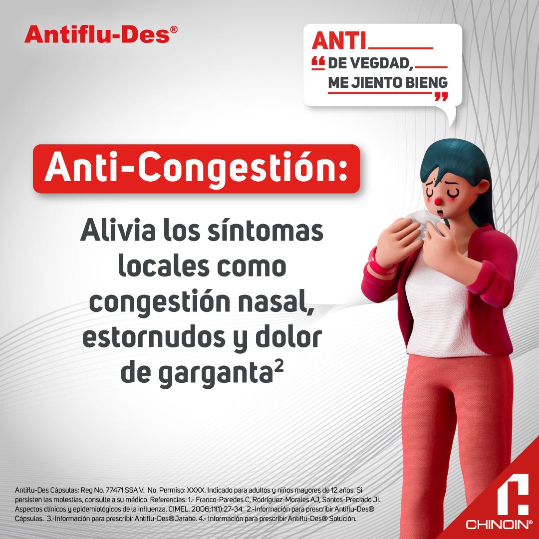 Antiflu-Des® 50/3/300 Mg Con 24 Cápsulas