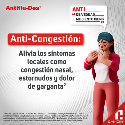 Antiflu-Des® 50/3/300 Mg Con 24 Cápsulas