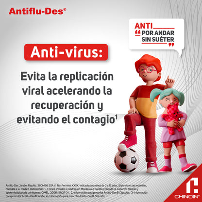 Antiflu-Des®Jr. 0.5/0.02/3G. Con 60 ML De Jarabe